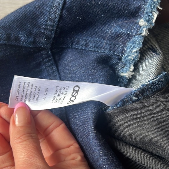 Asos straight leg distressed hem and waist nwt mens dark jeans size 34 x 34 - Picture 7 of 10